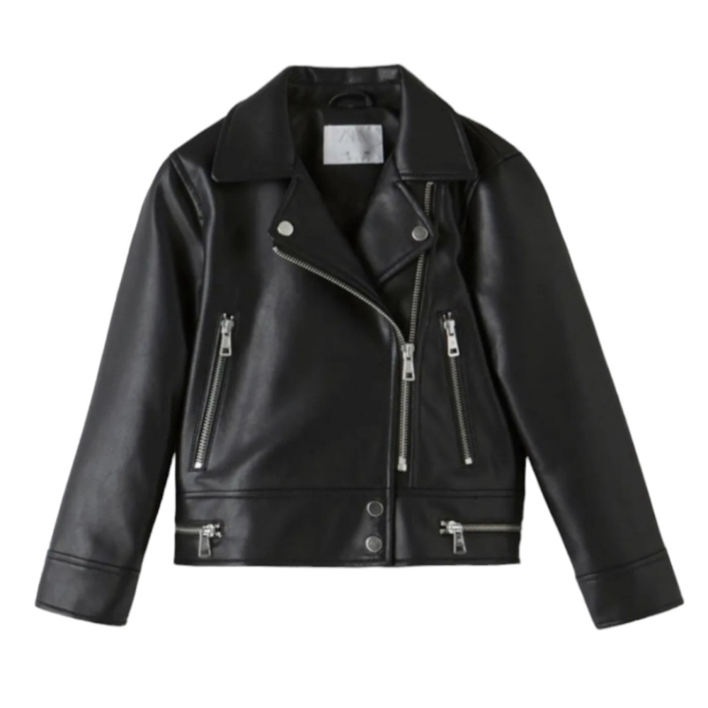 ❤️ ZARA Girls Faux Leather Biker Motorcycle Jacket